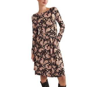 Boden Abigail Jersey Dress Womens 8R Paisley Passion Floral Bohemian‎ Viscose